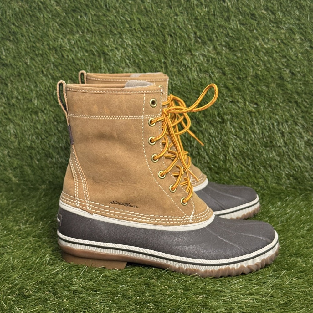 Eddie Bauer Hunt Pac Duck Boots 8in Waterproof Insulated Tan Womens 8.5 0048-588